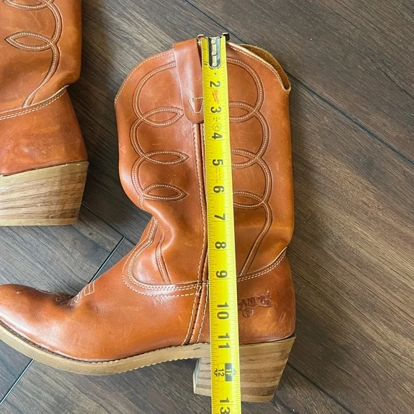 Landis Cognac Brown Country Western Leather Cowboy Boots Mens Sz 10 - Picture 16 of 16